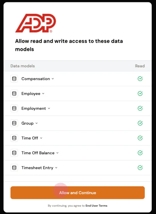 Select “Allow and Continue” to begin the connection.