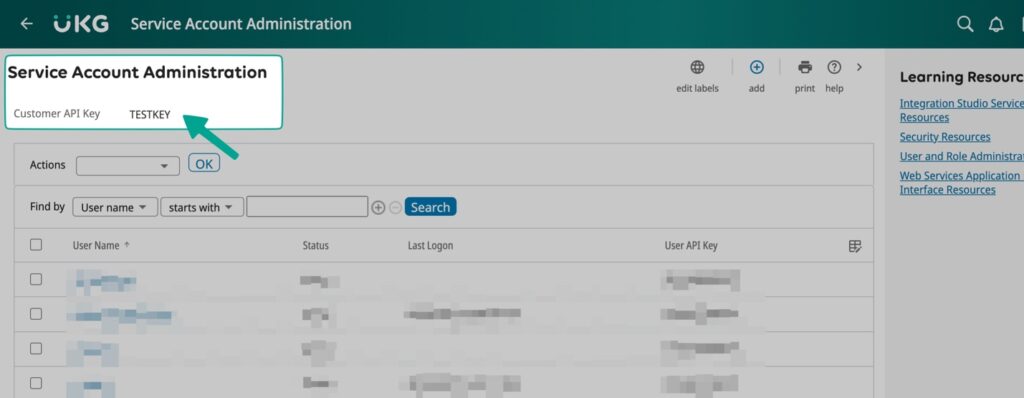 Screenshot: Find Your Customer API Key (1/2)