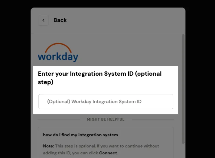 Screenshot: Connect Workday to Clarity (3/4)